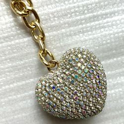 Victoria’s Secret wristlet keychain + puffy heart charm✨ 🖤💎