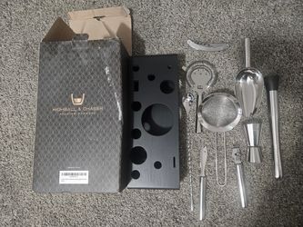 NEW Highball & Chaser Cocktail Shaker Set w/ Stand – Complete Bar Kit