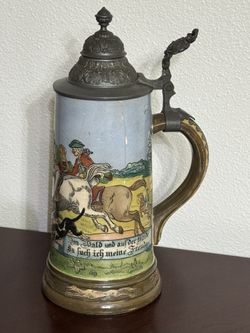 Late 19th Century; 1L; German Beer Stein 