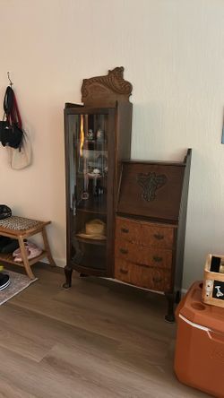 Antique Walnut Secretary Cabinet 