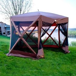 Brand New In The Box- BACKYARD EXPRESSIONS PATIO · HOME · GARDEN 905443-NW Backyard Expressions 12' x 12' Pop Up 6 Sided Portable Hub Gazebo Screen Ca