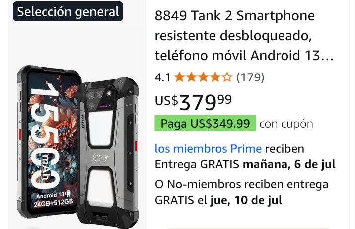 8849 Tank 2 Rugged Smartphone Unlocked, Android 13 Mobile Phone with Projector, 6.79 Inch Waterproof Cell Phones 512GB, Dual 4G SIM/24GB RAM/108MP Cam