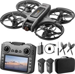new Drone with UHD Camera, Drone with Screen on Controller for Beginners, Remote Control Quadcopter with 2 Batteries, One Key Start, Easy to Fly, Alti