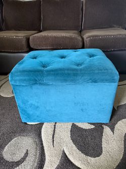 Teal Velvet Tufted Storage Ottoman