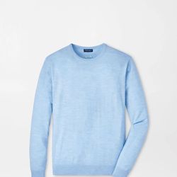 Peter Miller Crown Soft Cotton Silk Men's Pullover Sweater Top Long Sleeve Shirt Size XXL Extra Large Soft Blue 