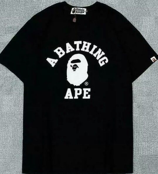 Men's Bape Monkey head Ape Letter Shirt Black XLarge