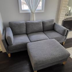 Grey Couch With Ottoman