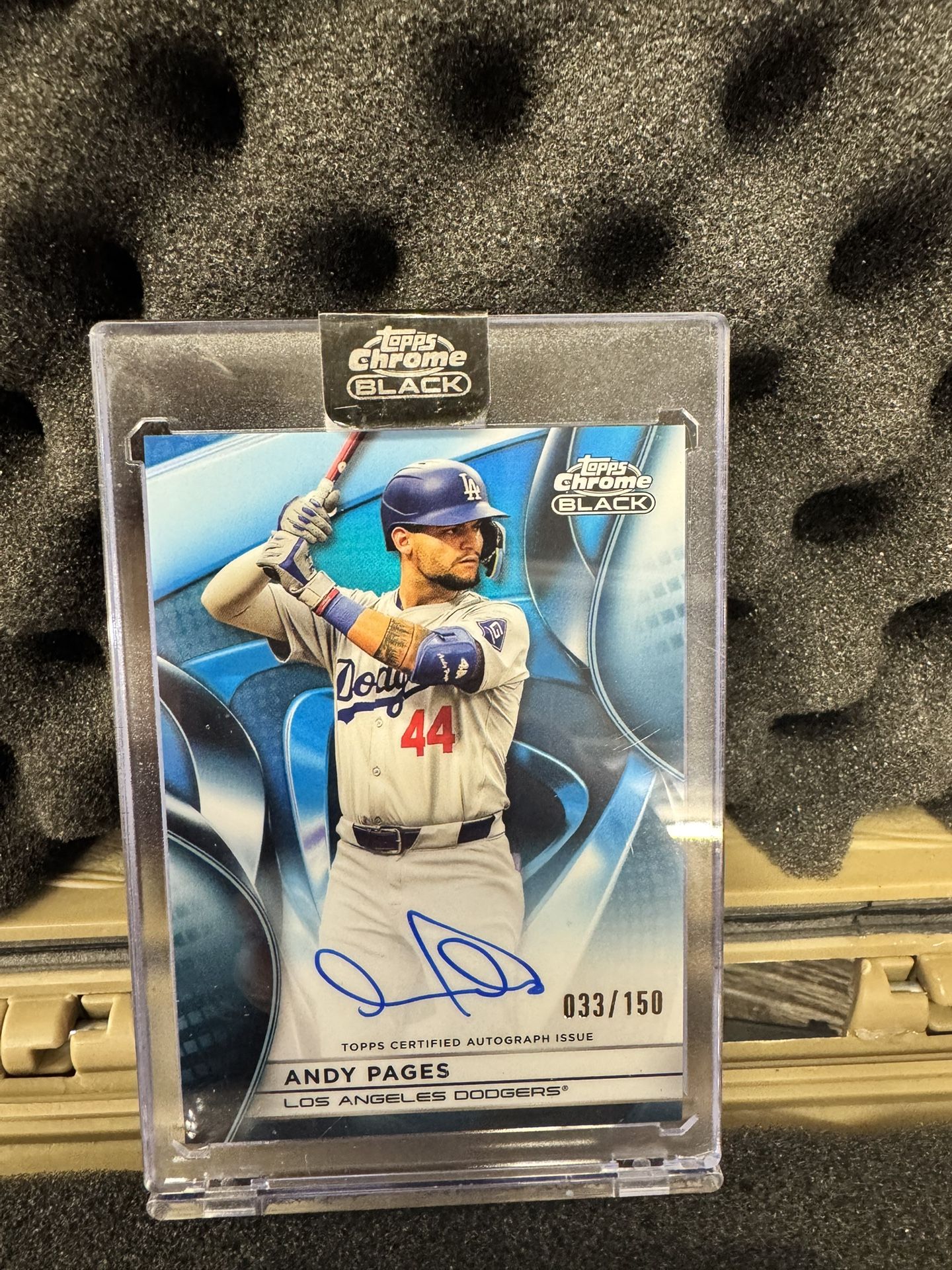 2025 Topps Chrome Black Andy Pages #CBA-APA Blue Refractor Auto /150 Dodgers