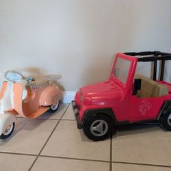 American Girl Doll Size Jeep And Mo-ped