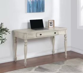 Country Meadows 48 in. Rectangle Antique White Wood 1-Drawer Desk