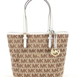 Michael Kors Jet Set Item Signature Medium Top zip Snap-Pocket Tote