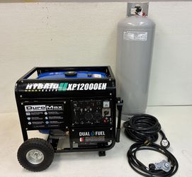 New Whole House Dual Fuel Generator With Large Propane Tank And Power Cord 