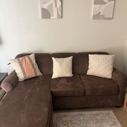 Brown Small Couch W/ Pillows 