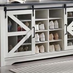 Shoe Storage Bench  Shoe Storage Bench 20 shoe cubbies  Made with sturdy engineered wood   Unique quick installation process for easy setup 