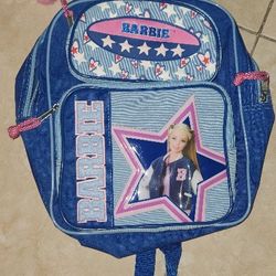 Vintage Barbie Backpack 2002 Blue Pink Pom Pom 10in x 12in