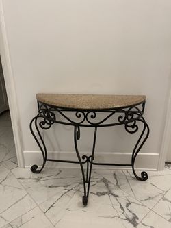 Entry Table Beautiful Granite Top Wrought Iron Table With Mirror