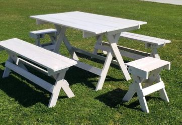 Rustic Folding Picnic Table Set