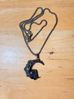 Dark Moon Skull Pendant Necklace