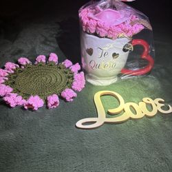 Tasa  Con Posabasos De Ganchillo  