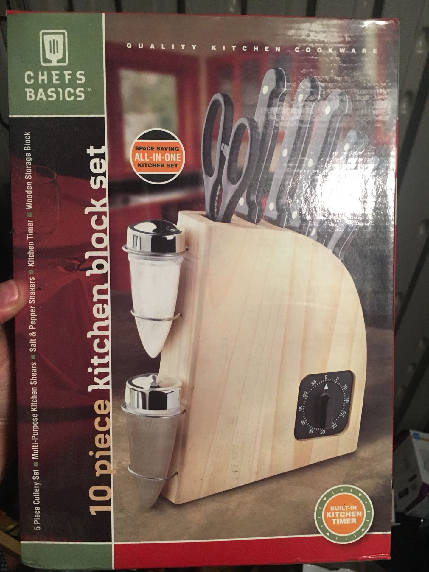 10 piece kitchen knife block set with timer