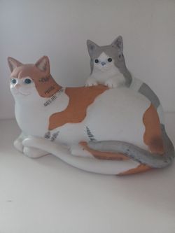 Vintage 1985 Porcelain Kitty Cats Mary Lake Thompson for Silvestri Gray & Orange