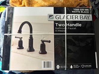 Glacier Bay Oswell 8in Widespread 2-Handle High Arc Bathroom Faucet Matte Black