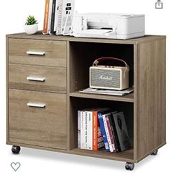 BRAMD NEW DEVAISE  3 DRAWER WOOD FILE CABINET.   GRAY OAK COLOR 