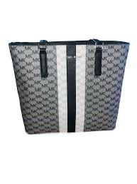 MICHAEL KORS CENTER STRIPE JET TRAVEL SIGNATURE TOTE HANDBAG as