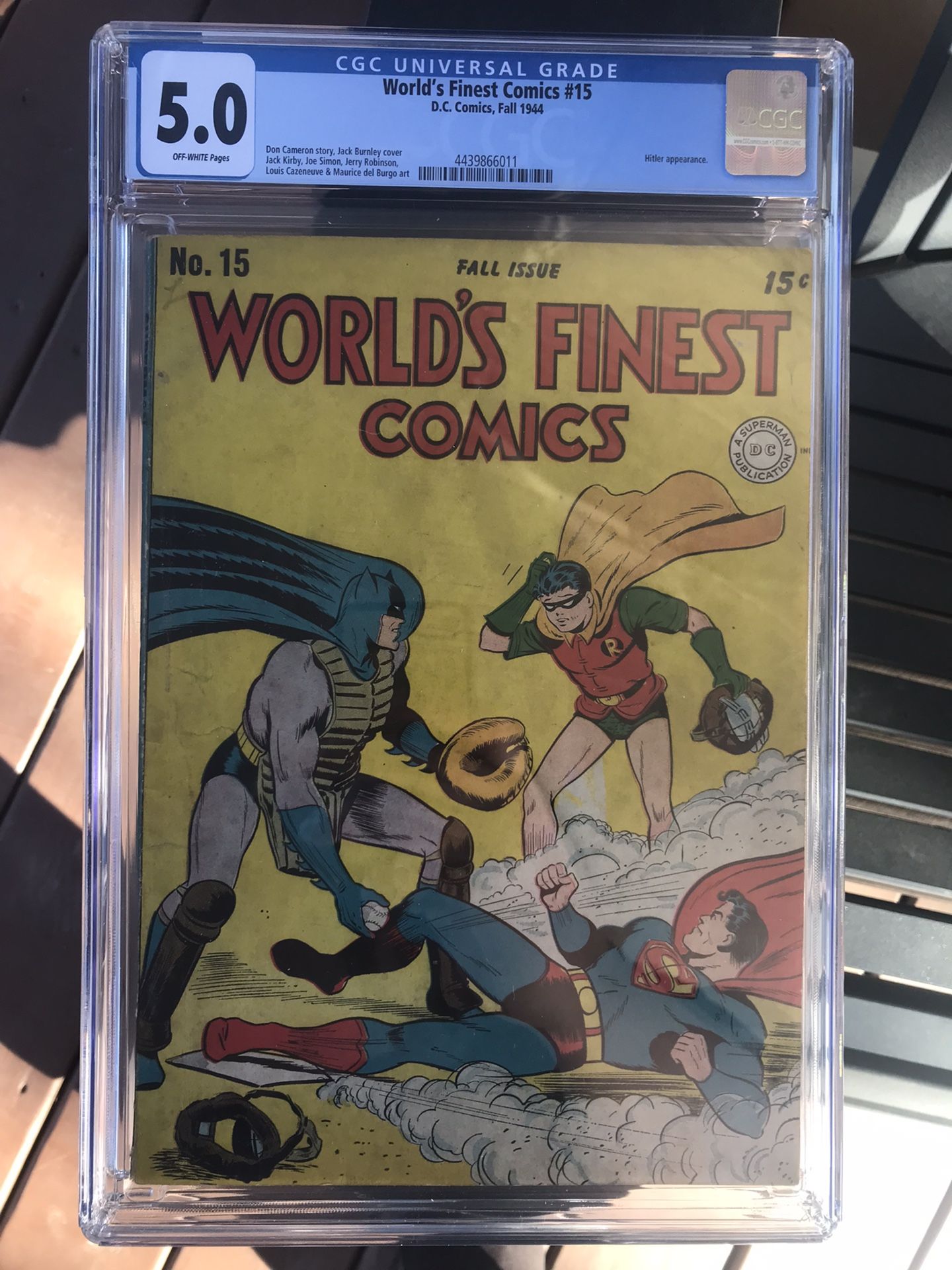 World’s Finest Comics #15 (1944) CGC 5.0 - Jack Burnley Baseball Cover; Kirby