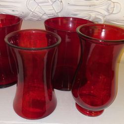  Floreros De Cristal Rojos $20 X Todos (5)