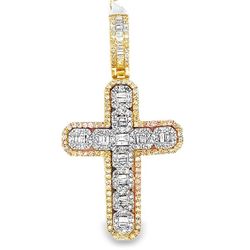 Baguette Cross Pendant 10K and 2.153 CTW