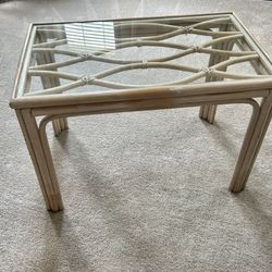Vintage Rattan/ Glass Top Table 