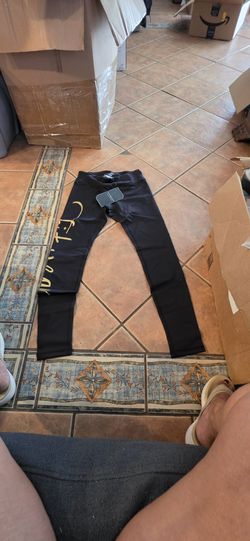 Fitwear Leggings - Black Gold Script Logo - Womens Medium US 6 - New With Tags