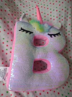 Justice unicorn cheap initial pillow