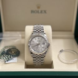 Unworn Rolex Datejust 126234 Silver Jubilee Bracelet Silver Dial full sticker