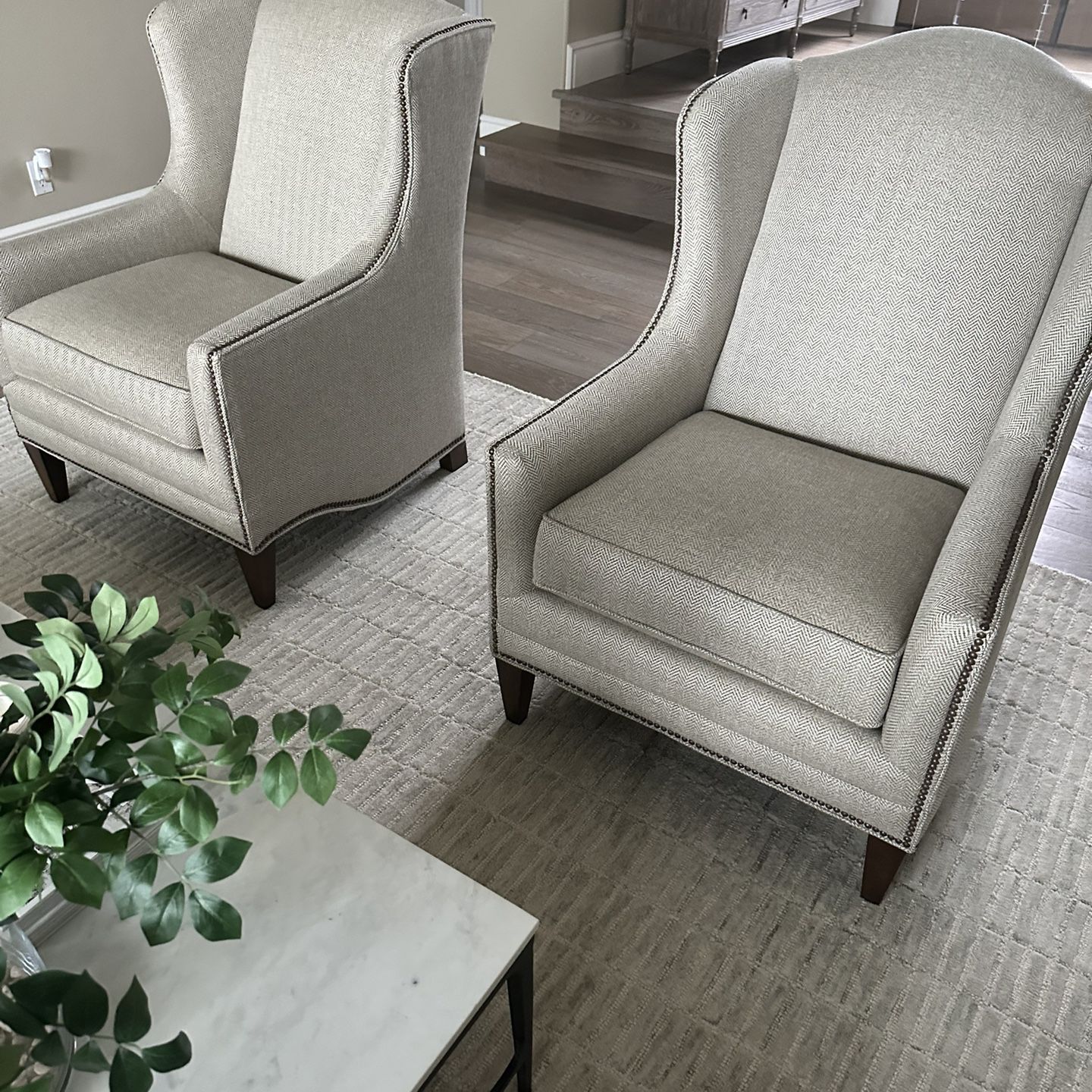 Wingback Chairs With Modern Arm W/nailheads