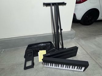 Black Electronic Keyboard with Stand and Carry Bag