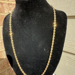 14K Solid Rope Chain 24” 5mm 46.93g