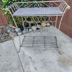 Wine Rack Table/Bar Cart/Wicker/Iron 
