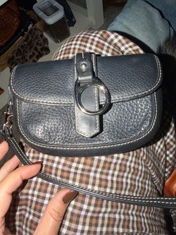 Black Pebbled Leather wristlet