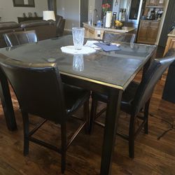 Dining Table, Plus Glass Top, And 4 Chairs 