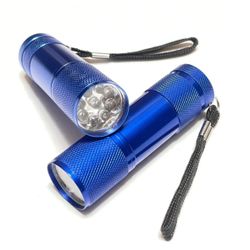 9-LED Mini 3½ Inch 3.5 " Flashlight, 3 AAA Batteries Included 70 Lumens Super Bright Torch Lamp Light Blue/Black LED