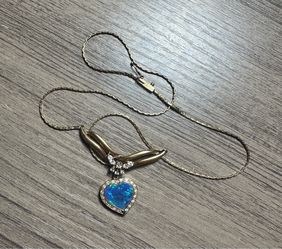 14k gold opal and diamond necklace