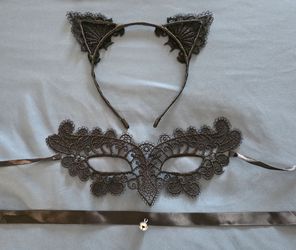 Halloween Cat headband, eye mask and necklace