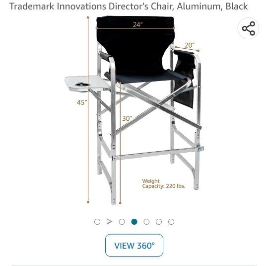 Trademark Innovations Director's Chair, Aluminum, Black

