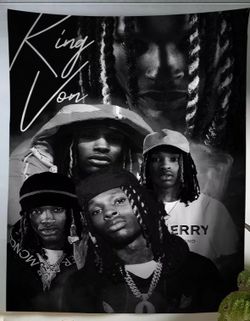 King Von Tribute To A Urban Street Icon Signature Wall Tapestry 20"× 28"