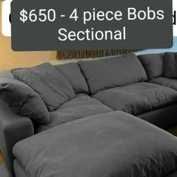 Gray Sectional Couch Sofa With Ottoman 