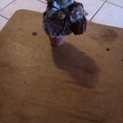 Country Style Figurine Doll With Hat And Basket 