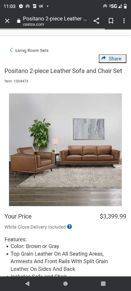 2 Piece Leather Couches