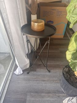 Anthropologie Black Metal Accent Table / Side Table
